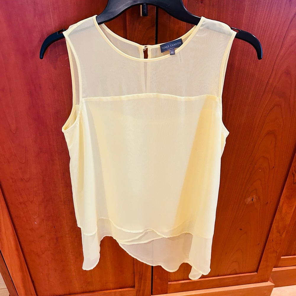 Vince Camuto bright yellow sheer top!